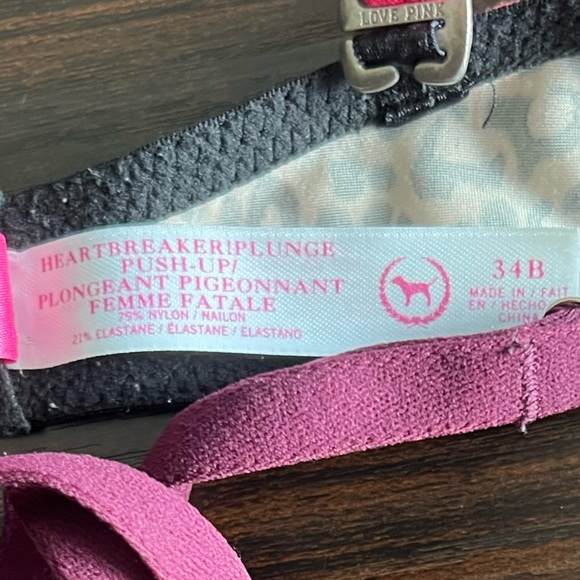 Victoria Secret PINK Heartbreaker!Plunge Push-Up Bra, 34B, Leopard Print - Picture 3 of 4